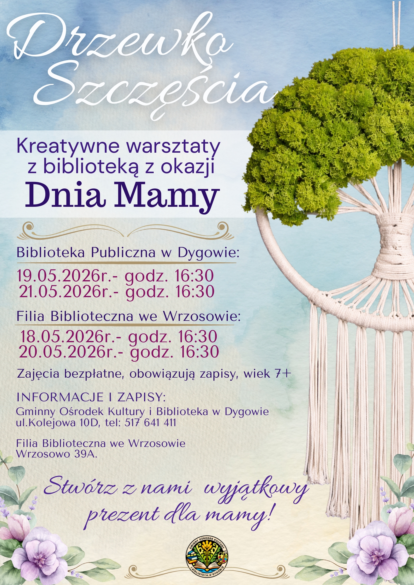 KREATYWNE WARSZTATY Z BIBLIOTEKĄ Z OKAZJI DNIA MAMY